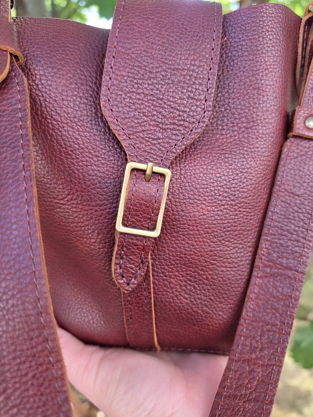 Portland Leather Goods Polly Bucket Bag Nutmeg Cottagecore Forestcore Boho-Chic - Picture 4 of 10